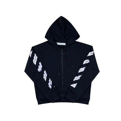 OW Hoodie Zipper Long Sleeve Sweatshirt Airport Cordon