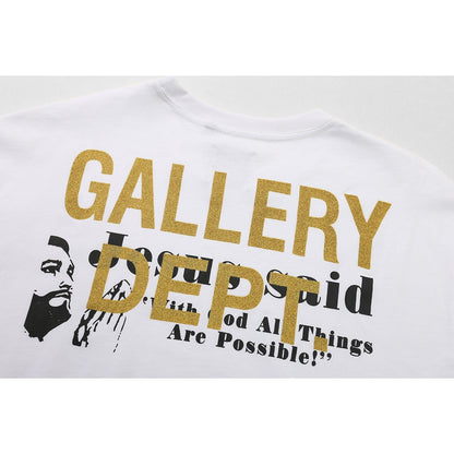 Gallery Dept T-Shirt Bronzing Letter Slogan Printed Short Sleeve T-Shirt