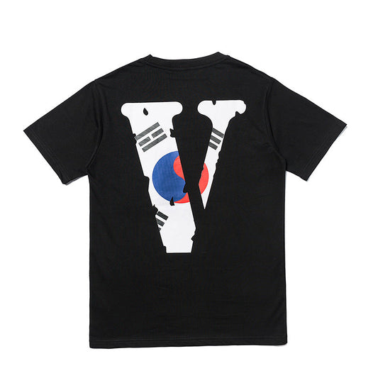 Vlone T Shirts Printed Short Sleeve T-shirt for Men and Women Hip Hop Loose Large V Half Sleeve