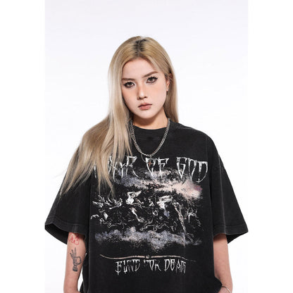 Unisex T-Shirts Old Vintage FOG Battle of the Gods Print Loose Tee