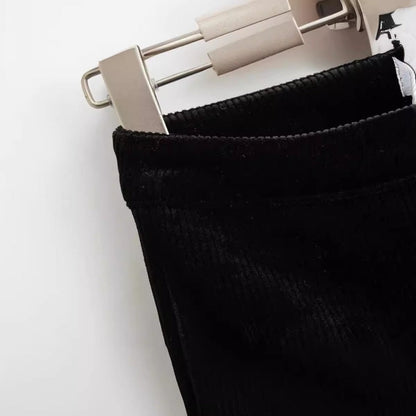 Women Skirt Spring Slim-Fitting Stretch Black Velvet Sheath Shorts