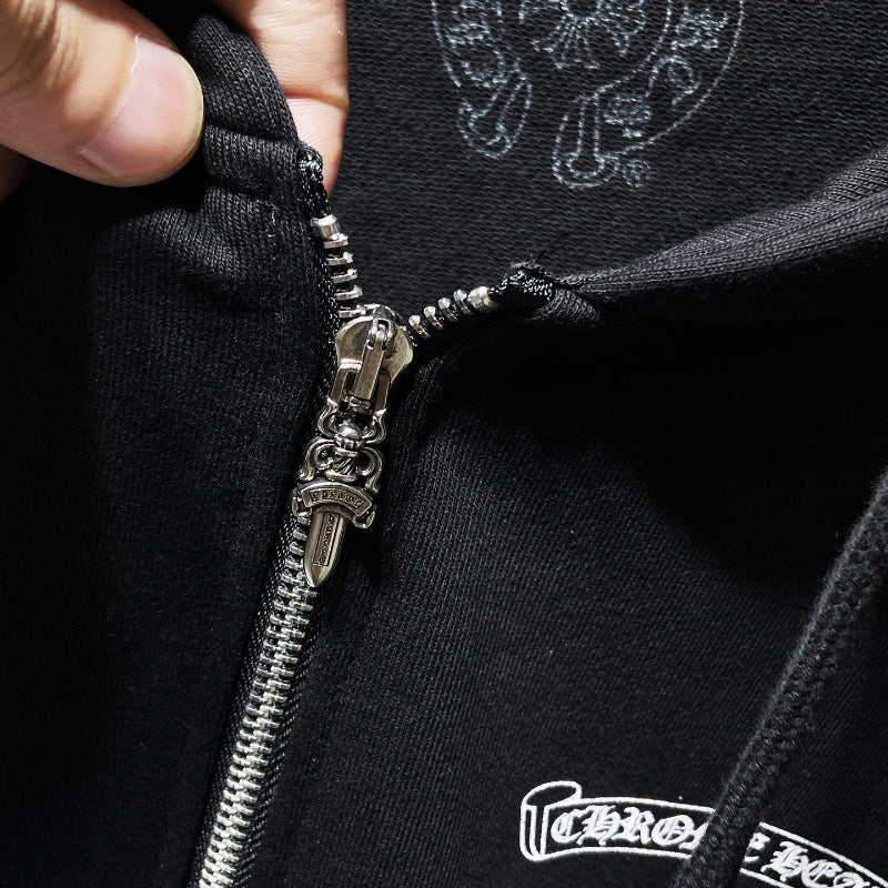 Chh Chrome Hearts Hoodie Cross Sanskrit Pink Sword Autumn/Winter Cardigan Jacket Zip Sweater