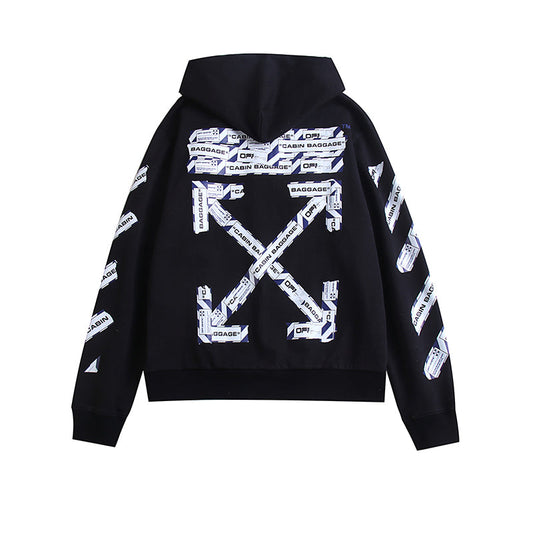OW Hoodie Zipper Long Sleeve Sweatshirt Airport Cordon
