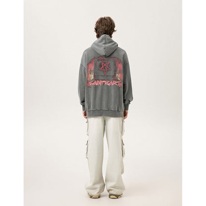Unisex Hoodies Saint Michael Old Loose Sweater Hoodie