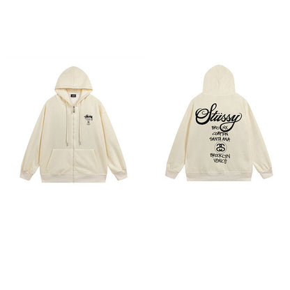 Stussy Hoodie Zip-Up Cardigan Fleece Hooded Sweater