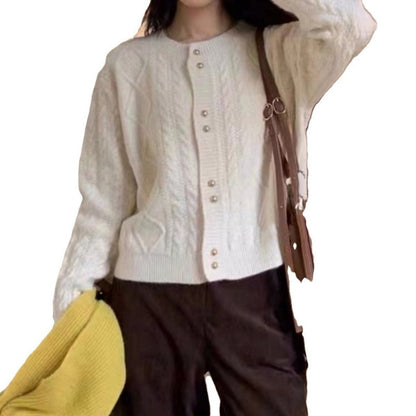 Women Knitted Cardigan Spring Single-Breasted Short Knitted Jacket
