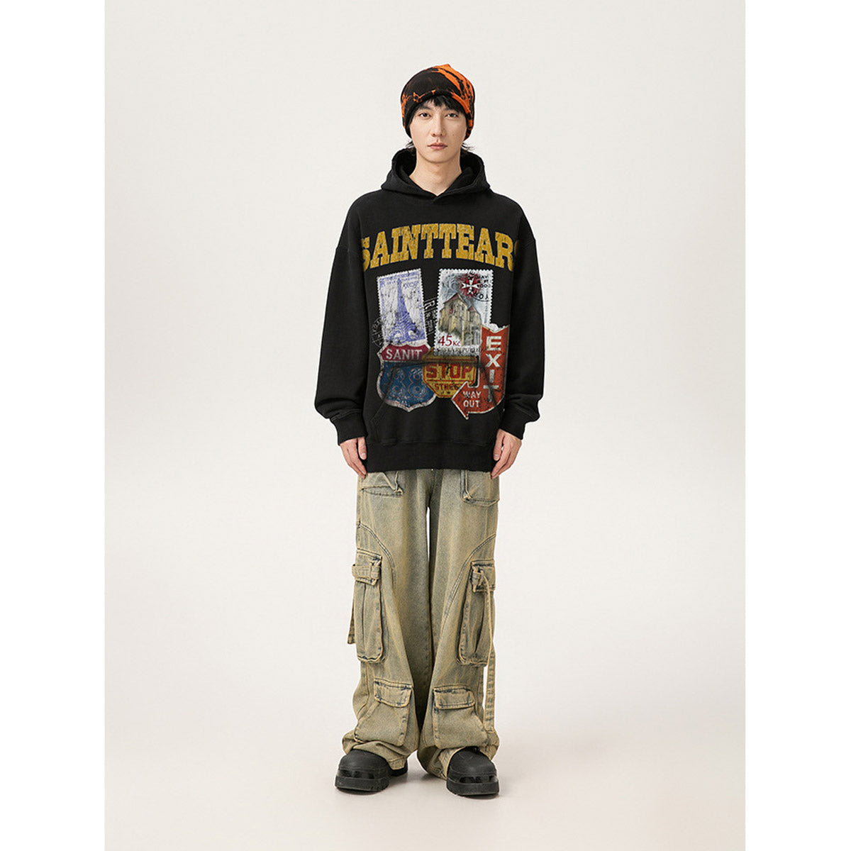 Unisex Hoodies Saint Michael Fashion Loose Old Hoodie