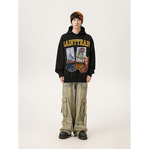 Unisex Hoodies Saint Michael Fashion Loose Old Hoodie