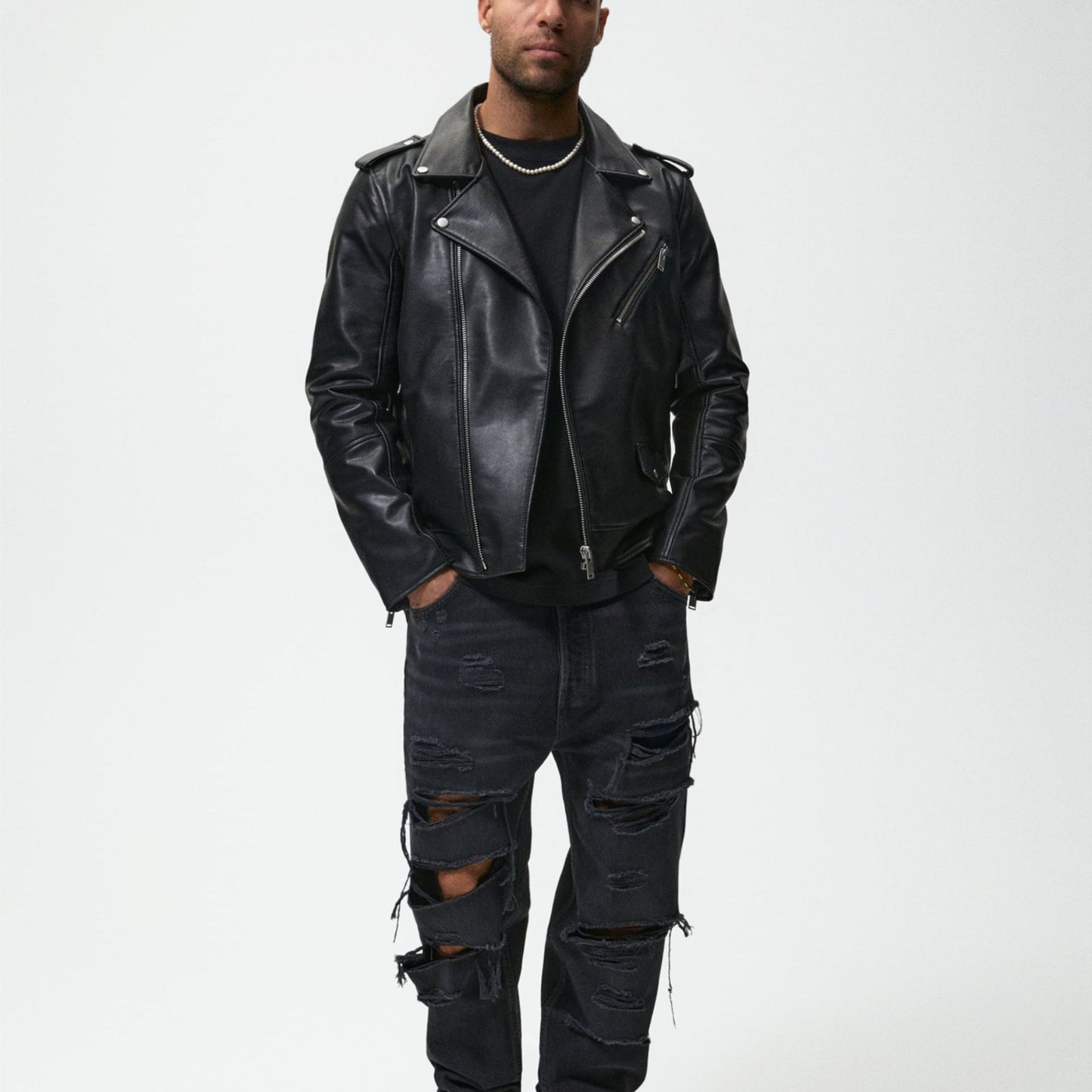 Men Motorcycle Jacket Faux Leather Motorcycle Jacket Jacket 3427/403