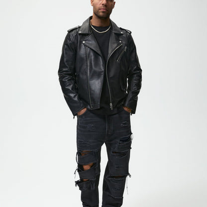 Men Motorcycle Jacket Faux Leather Motorcycle Jacket Jacket 3427/403
