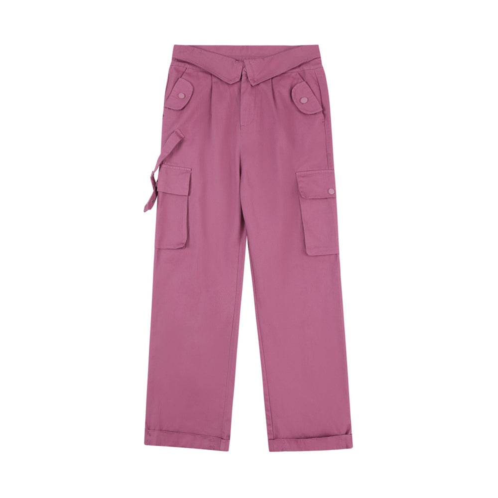 Men Sweatpants Multi-Pocket Loose Wide Leg Straight Long Pants