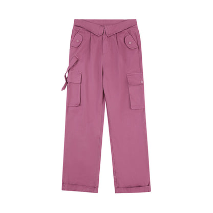 Men Sweatpants Multi-Pocket Loose Wide Leg Straight Long Pants