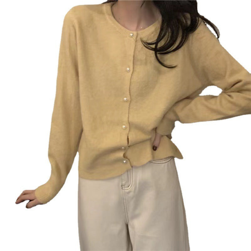 Women Knitwear Spring and Autumn Vintage Sweater round Neck Cardigan Jacket