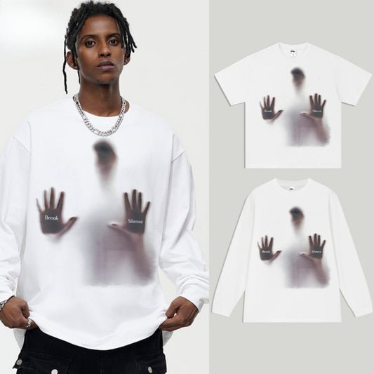 Vintage T-shirts Street Print Short Sleeve T-Shirt Cotton Long Sleeve
