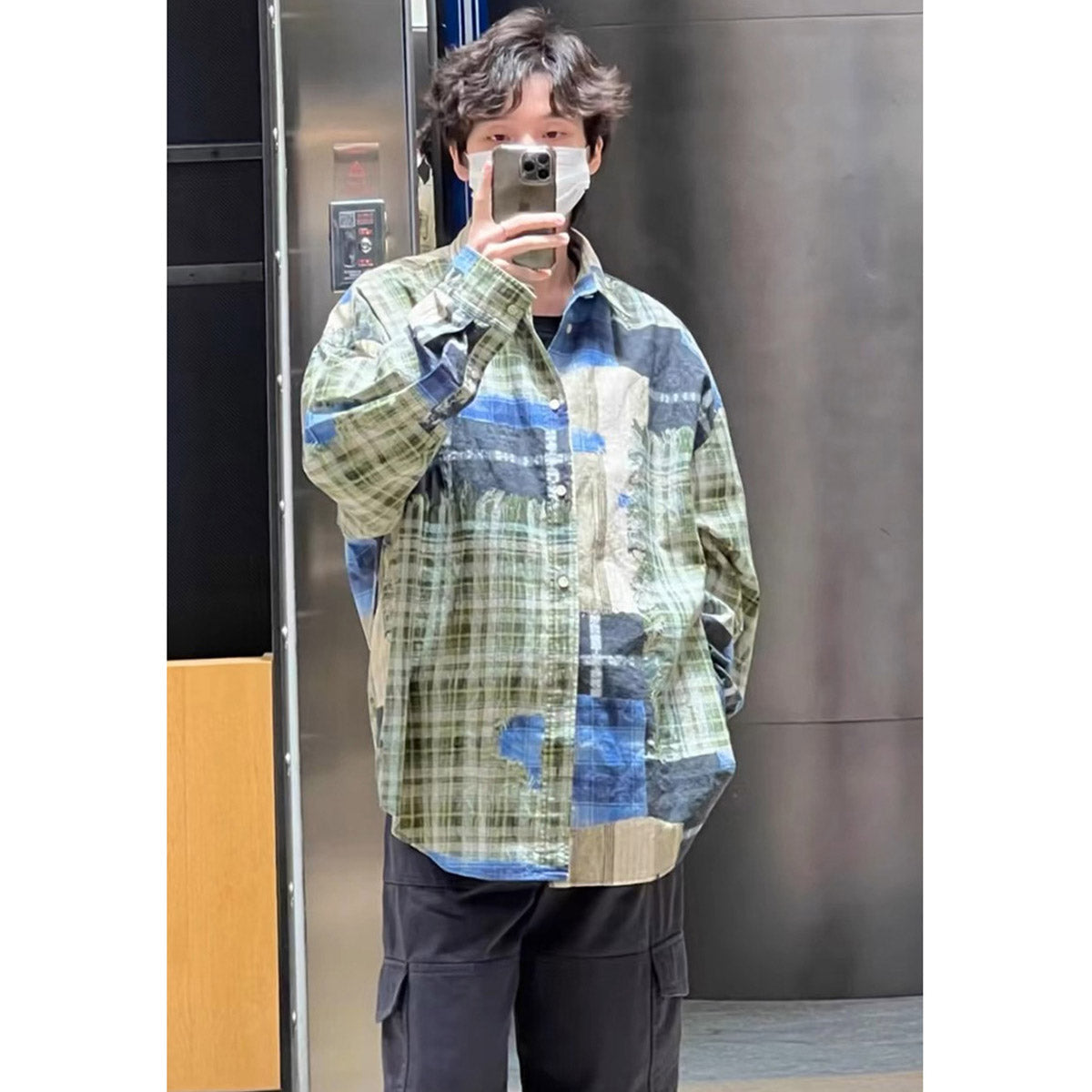 Unisex Shirts Plaid Loose Casual Long Sleeve Shirt