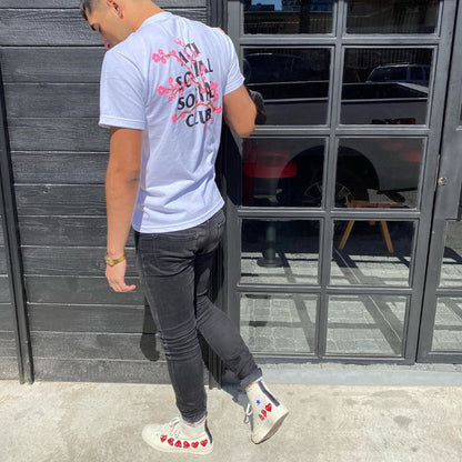 Anti Social Club T Shirt Peach Blossom Floral Letter Men's and Women's T-shirt Summer Short Sleeve