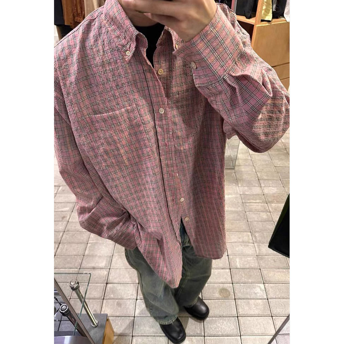 Unisex Shirts OUR LEGACY Pink Checked Loose Lining