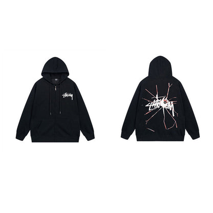 Stussy Hoodie Zip-Up Cardigan Fleece Hooded Sweater