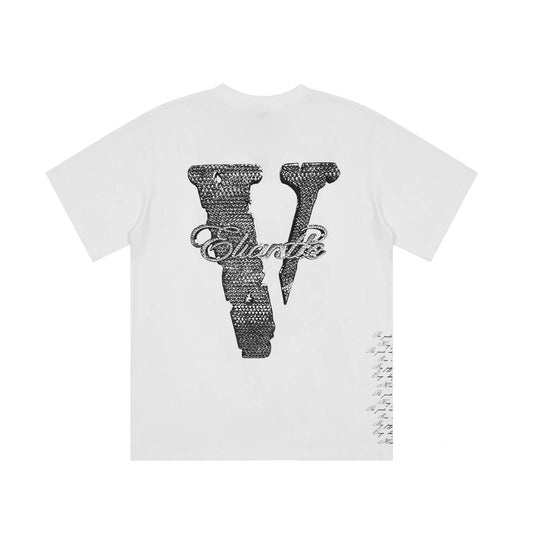 Vlone T Shirts Character Floral Short Sleeve T-shirt Printed Men and Women High Street Half Sleeve Shirt
