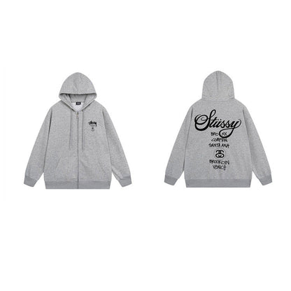 Stussy Hoodie Zip-Up Cardigan Fleece Hooded Sweater
