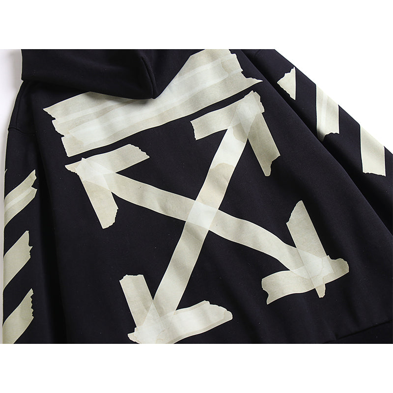 OW Hoodie Hot Stamping Tape Zipper Long-sleeved Sweatshirt