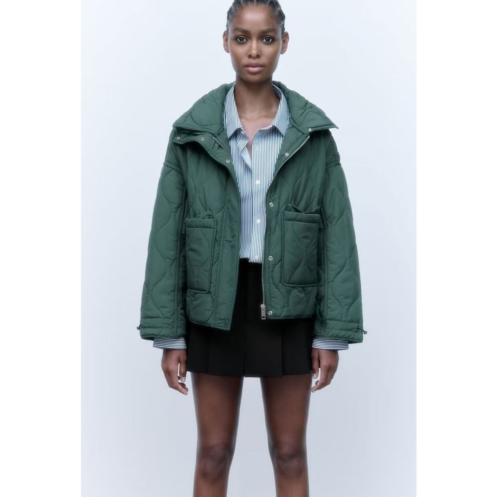 Women Cotton Coat Fashion Casual Stand Collar Coat