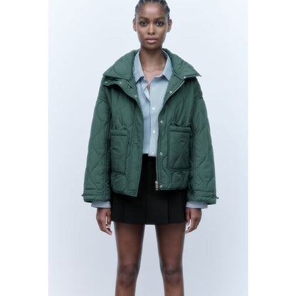 Women Cotton Coat Fashion Casual Stand Collar Coat