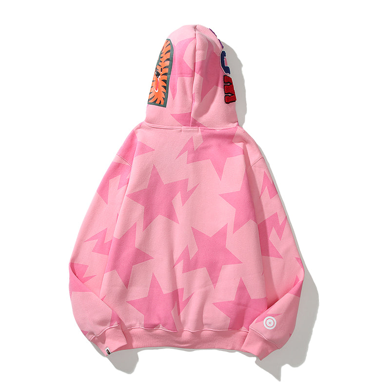 Star Print Designer Shark Full Zip Up Unisex Hoodie Style Streetwear Made with High-Quality Material