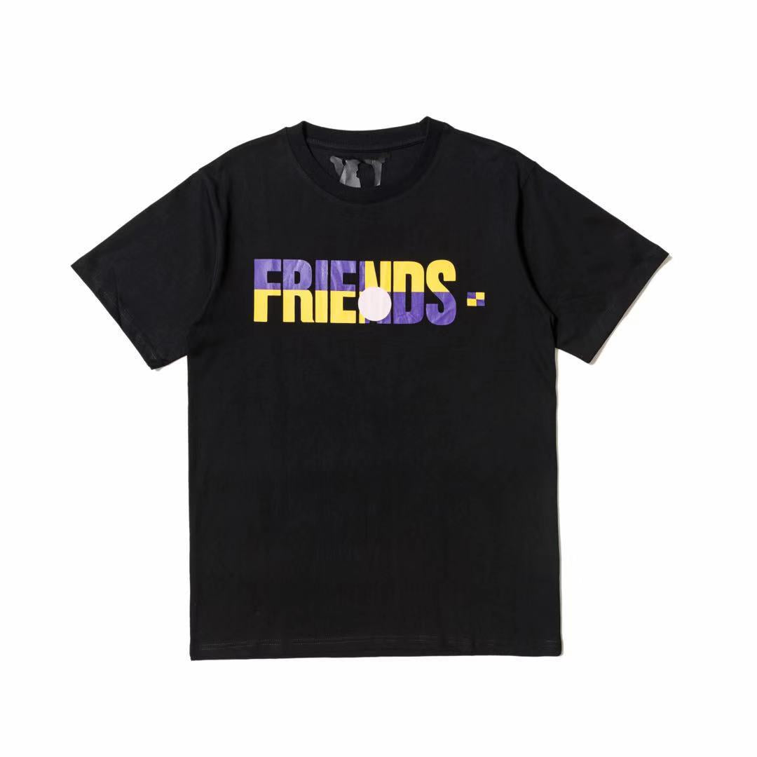 Vlone T Shirts Friends Large V Short Sleeve Loose T-shirt Men and Women Couple Half Sleeve