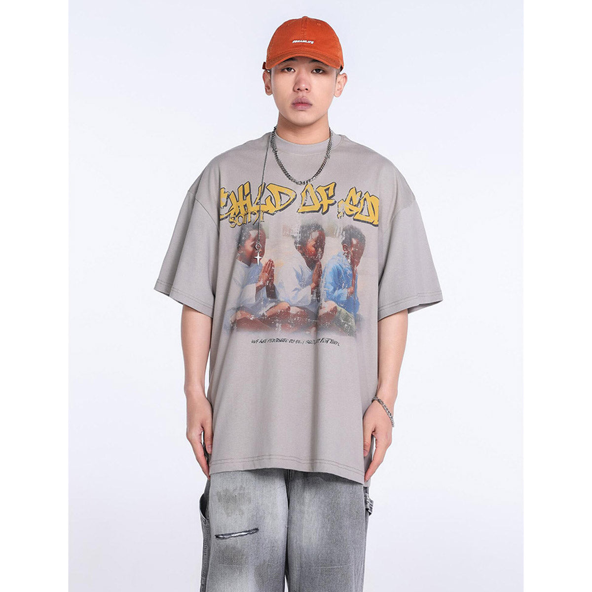 Unisex T-Shirts Saint Michael Vintage Pray for Kids Print Old T-Shirts