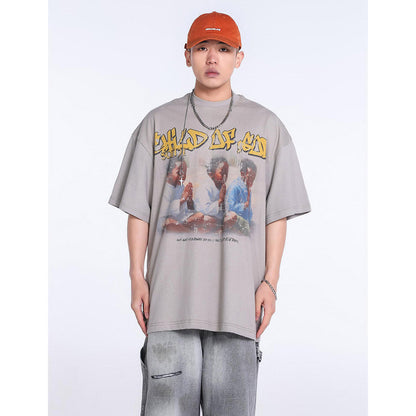 Unisex T-Shirts Saint Michael Vintage Pray for Kids Print Old T-Shirts