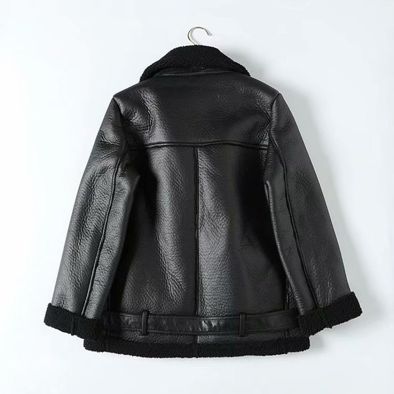Women Cotton Coat Fashion Locomotive Style PU Leather Jacket