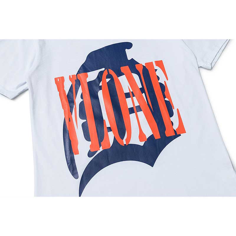 Vlone T Shirts Evil Smiley Face Big V Loose Short Sleeve T-shirt