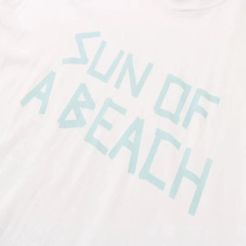 Palm Angels T Shirts English Letter Short Sleeve T-shirt Men's Loose Half Sleeve