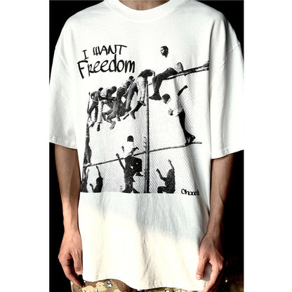 Unisex T-Shirts Vintage Pursuit Free Print Loose T-Shirts