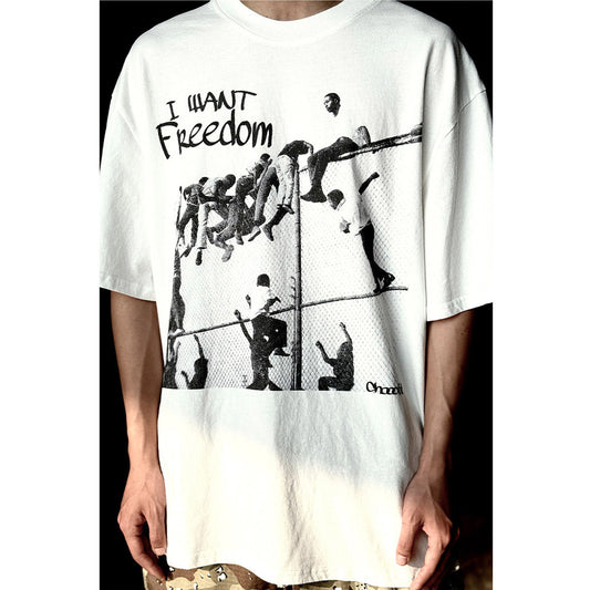 Unisex T-Shirts Vintage Pursuit Free Print Loose T-Shirts