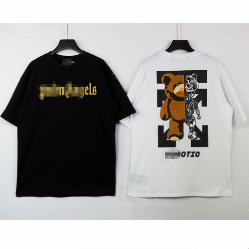 Palm Angels T Shirts Mechanical Bear Arrow Print T-shirt Short Sleeve