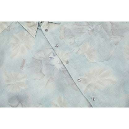 Unisex Shirts Floral Print Oversized Satin Shirt