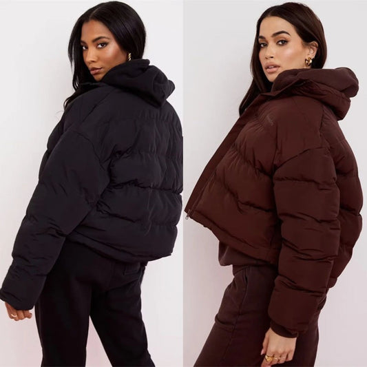 Women Cotton Coat Stand Collar Zipper Thickening Warm and Loose