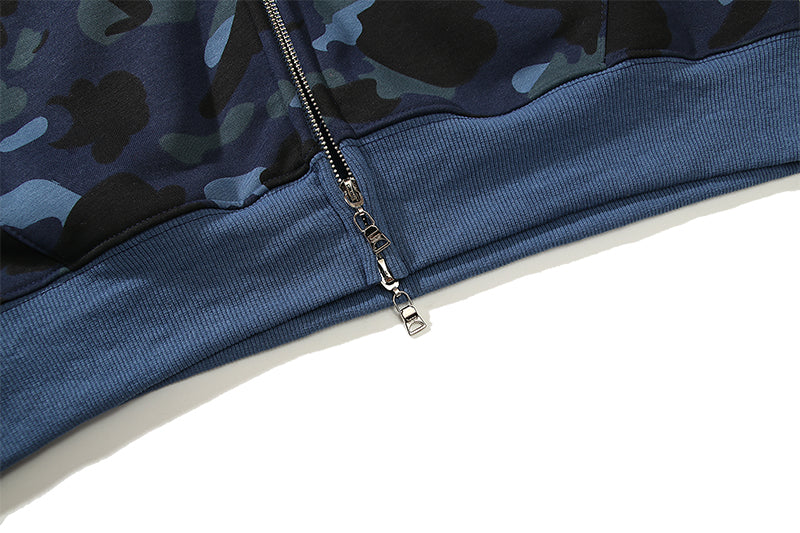 Striped Navy Designer Shark Full Zip Up Unisex Hoodie Y2K Style Streetwear Made with High-Quality Material