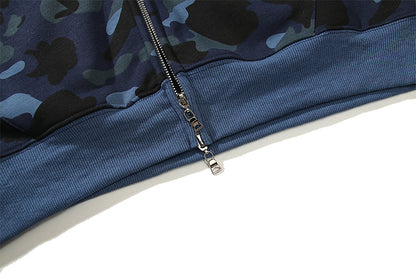 Striped Navy Designer Shark Full Zip Up Unisex Hoodie Y2K Style Streetwear Made with High-Quality Material