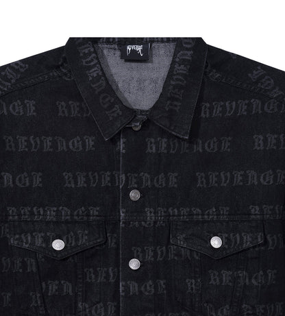 Revenge All Over Logo Denim Jacket Black