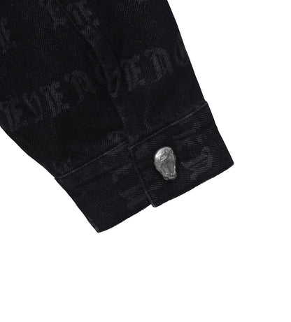 Revenge All Over Logo Denim Jacket Black